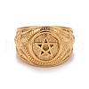 Ion Plating(IP) 304 Stainless Steel Pentagram Chunky Finger Ring for Women RJEW-A005-03G-2