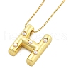 Brass & Plastic Pearl Letter Pendant Box Chain Necklaces for Women NJEW-U017-01G-08-2