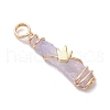 5Pcs 5 Styles Electroplated Natural Quartz Crystal Copper Wire Wrapped Pendants PALLOY-JF03428-4
