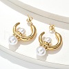 304 Stainless Steel & ABS Plastic Imitation Pearl Half Hoop Stud Earrings EJEW-S253-19G-5