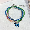 Bohemian Resin & Glass Seed Beaded Stretch Multi-Layered Anklet Sets WG187EB-10-1