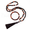 Natural Agate Round Beaded Pendant Necklaces & Bracelets Sets FS-WG9D102-19-2