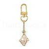 Brass Macrame Chain Pouch Round Shell Pearl Holder Pendant Decorations HJEW-JM02048-01-1