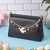 Red Glass Cherry & Alloy Enamel White Flower Charm Aluminum Curb Chain Bag Decorative Chains AJEW-BA00150-1