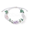 Dyed Natural Quartz Crystal & Green Aventurine Nugget Braided Bead Bracelets BJEW-TA00405-1