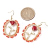Valentine's Day Alloy Enamel Seed Glass Dangle Earrings EJEW-MZ00391-01-3