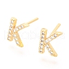 Brass Micro Pave Clear Cubic Zirconia Stud Earrings EJEW-O103-05G-1