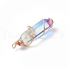 2Pcs 2 Style Two Tone Glass Double Terminated Point Beads Pendants Set PALLOY-JF02538-02-4
