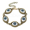 Retro Eye Alloy & Resin Link Bracelets for Women BJEW-G705-01AB-1