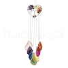 Brass Wire Wrapped Chakra Natural Gemstone Chips Hanging Ornaments AJEW-B028-01G-03-1