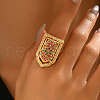 Brass Micro Pave Cubic Zirconia Geometric Statement Finger Rings for Women LY2631-3-2