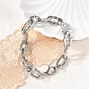 304 Stainless Steel Dapped Chain Bracelets for Women BJEW-F488-61P-1