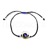 Evil Eye Handmade Lampwork & Glass Adjustable Braided Bead Bracelets BJEW-MZ00099-05-1