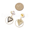 Brass Eamel with Micro Pave Clear Cubic Zirconia with ABS Plastic Imitation Pearl Beads Stud Dangle Earrings EJEW-JE06055-3