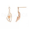 Brass Micro Pave Clear Cubic Zirconia Stud Earring Findings KK-S364-130-3