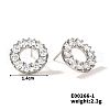 Copper Geometric Hollow Circle Stud Earrings Women Simple Zirconia Fashion Ear Jewelry OJ7270-1-1