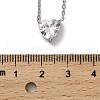 304 Stainless Steel Crystal Cubic Zirconia Heart Pendant Necklaces for Women NJEW-Z064-03P-5