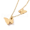 Ion Plating(IP) 304 Stainless Steel 3D Butterfly Pendant Necklace for Women NJEW-A004-27G-3