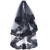 Polyester Long Mesh Tulle Bridal Veils with Combs OHAR-WH0029-09B-1