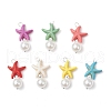 Dyed Synthetic Turquoise Starfish & ABS Plastic Imitation Pearl Pendants PALLOY-JF03794-1