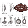 Unicraftale 3Pcs 3 Style 304 Stainless Steel Pendants STAS-UN0055-79-3