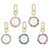 5Pcs 5 Style Flat Round with Star Natural & Synthetic Gemstone Chips Beaded Pendant Decorations HJEW-JM01811-S-1