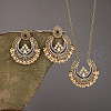 Teardrop & Ring Alloy & Plastic Pearl Enamel Pendant Necklace & Stud Dangle Earrings Sets FS-WG36BCF-02-1
