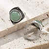 Natural Green Aventurine Adjustable Rings G-P560-03AS-03-2