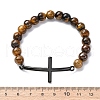 Round Natural Tiger Eye Bead Stretch Bracelets BJEW-F493-08EB-01-5