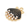 Alloy Enamel Pendants with Plastic Imitation Pearl FIND-Z070-04G-07-2