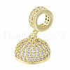 Brass Micro Pave Clear Cubic Zirconia Cord Ends KK-N227-103LG-2