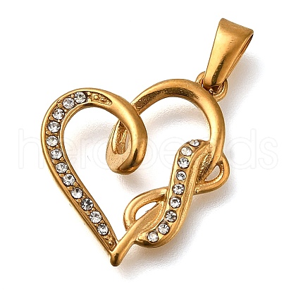 Ion Plating(IP) 304 Stainless Steel Pendants with Rhinestone STAS-Z113-12G-01-1
