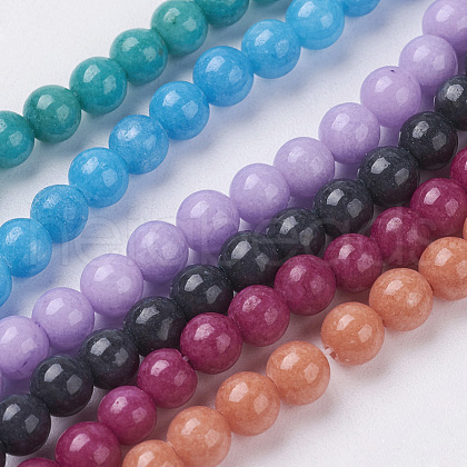 Natural Mashan Jade Round Beads Strands G-D263-4mm-M-1