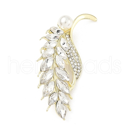 Wheat Alloy Rhinestone Brooches for Backpack Clothes JEWB-M071-05LG-1