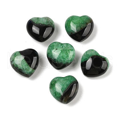 Mother's Day Gifts Natural Agate(Dyed & Heated) Heart Palm Stone G-Q021-04D-1