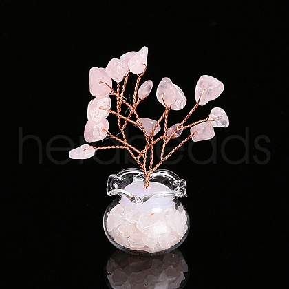 Mother's Day Natural Rose Quartz Chips Tree Decorations PW-WG5CB05-03-1