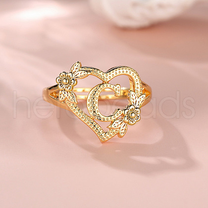 Heart with Flower Hollow Out Brass Finger Rings FS-WG99C3E-03-1