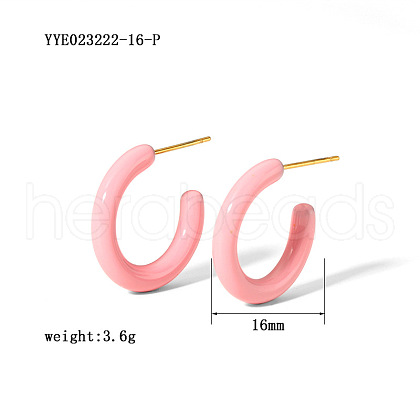 Simple and Elegant Stainless Steel C-shaped Stud Earrings KI0943-6-1
