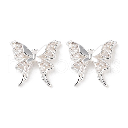 Brass Micro Pave Clear Cubic Zirconia Pendants KK-G491-04S-1