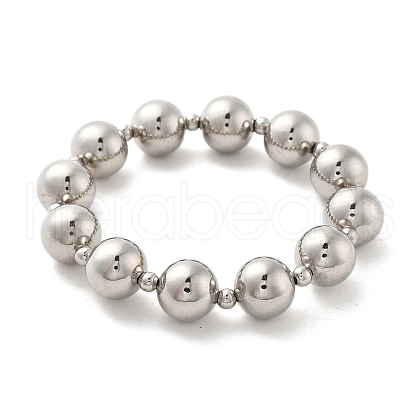 Brass Round Beaded Stretch Bracelets for Women BJEW-S159-01B-1