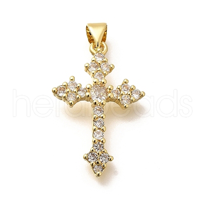 Rack Plating Brass Micro Pave Cubic Zirconia Pendants KK-L226-005G-02-1