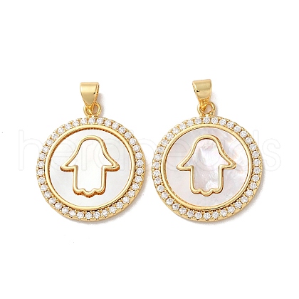 Brass Micro Pave Clear Cubic Zirconia Pendants KK-B083-18G-1