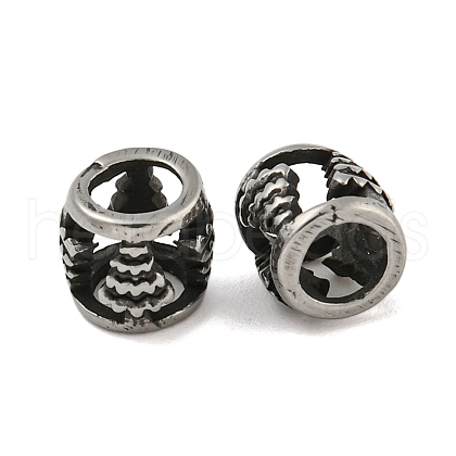 Retro Hollow 304 Stainless Steel European Beads STAS-B071-11AS-1