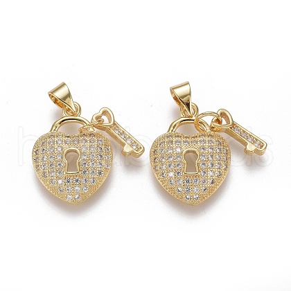 Brass Micro Pave Cubic Zirconia Pendants ZIRC-F115-17G-1