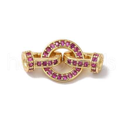 Rack Plating Brass Micro Pave Orchid Cubic Zirconia Fold Over Clasps KK-A222-04B-G-1