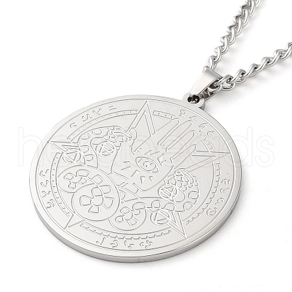 Non-Tarnish 304 Stainlessa Steel Curb Chain Pendant Necklaces NJEW-H034-06P-1