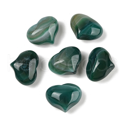 Natural Banded Agate(Dyed & Heated) Heart Palm Stone G-Q021-01D-1