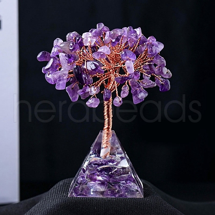 Natural Amethyst Chips Tree Decorations PW-WG80578-12-1