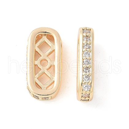 Brass Micro Pave Clear Cubic Zirconia Spacer Bars KK-U052-07G-1