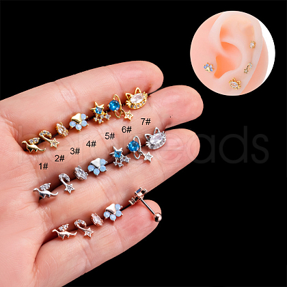 316L Stainless Steel Cubic Zirconia Cartilage Earrings for Women WGF6ABA-05-1